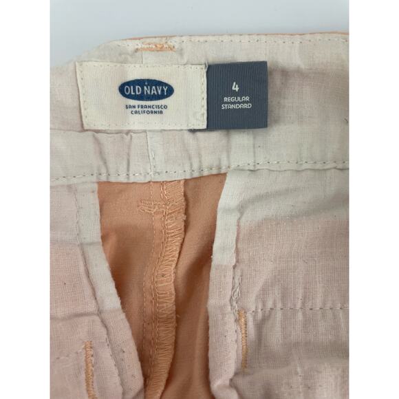 Old Navy Size 4 Standard Cotton Shorts Peach Button Zipper Women Chino Stretch - Picture 6 of 7